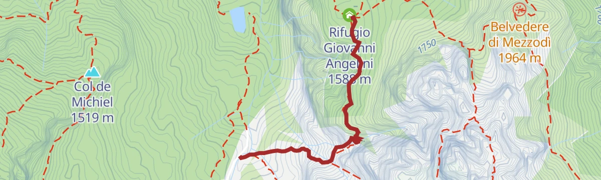Route map: SORA 'L SASS REFUGE - EQUIPPED PATH